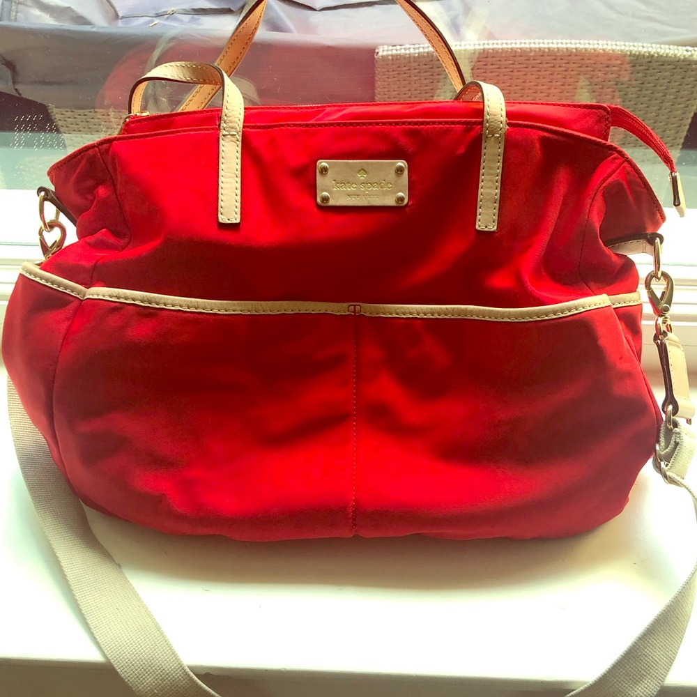 Authentic red and beige Kate Spade Diaper Bag